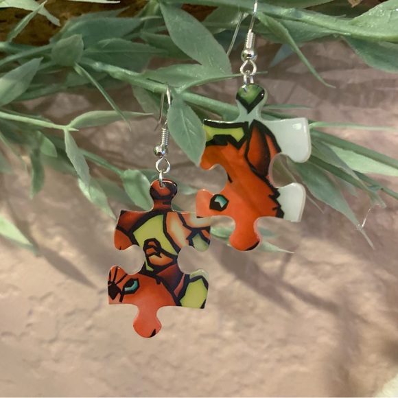 Handmade puzzle earrings - Picture 6 of 9